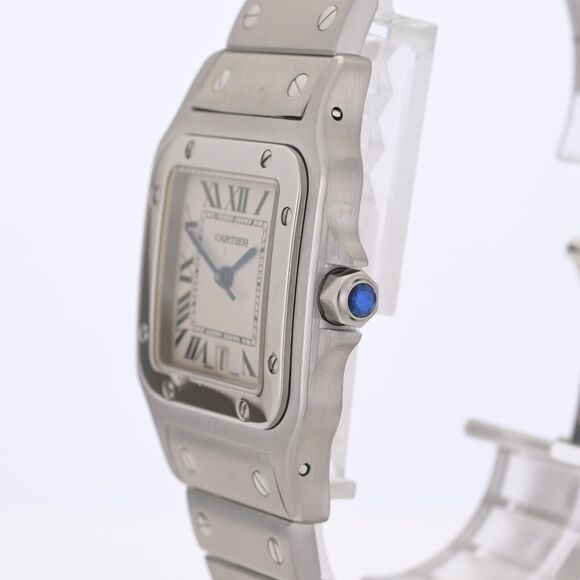 Cartier Santos Galbee Large 1564 White Roman Dial 29mm Watch - Picture 3 of 12